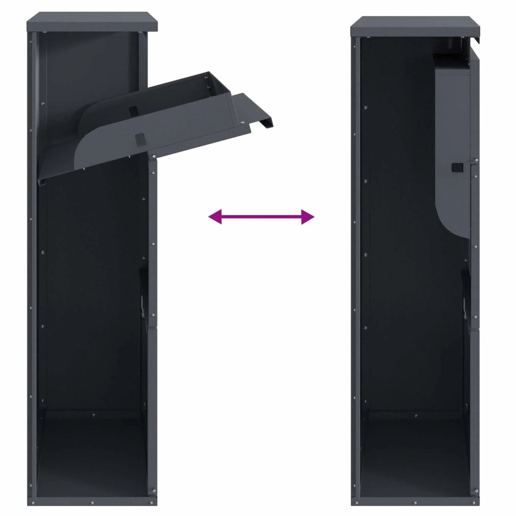 Cassetta per pacchi con porta Antracite 44 x 22 x 82 cm Acciaio 874921