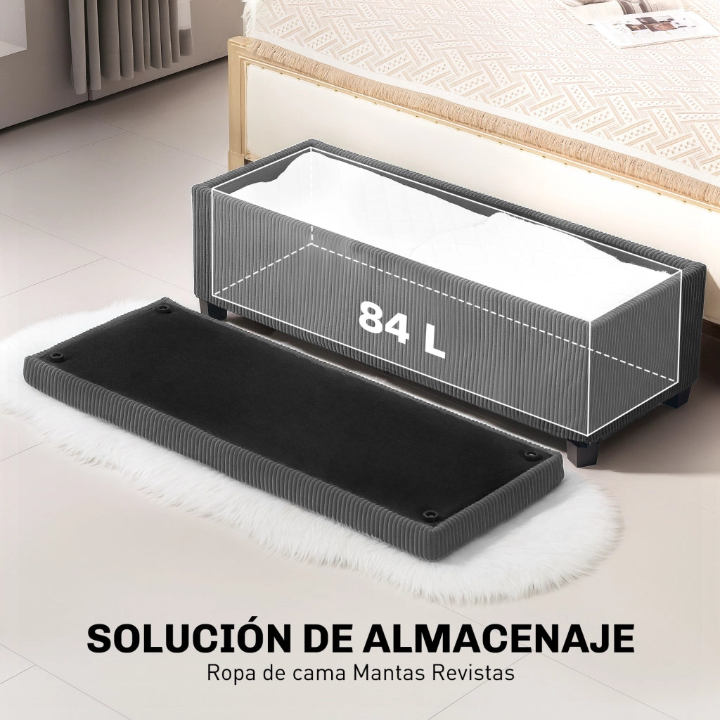 Pouf Contenitore Imbottito ¨C Minimal ¨C Grigio 112x42x40 cm