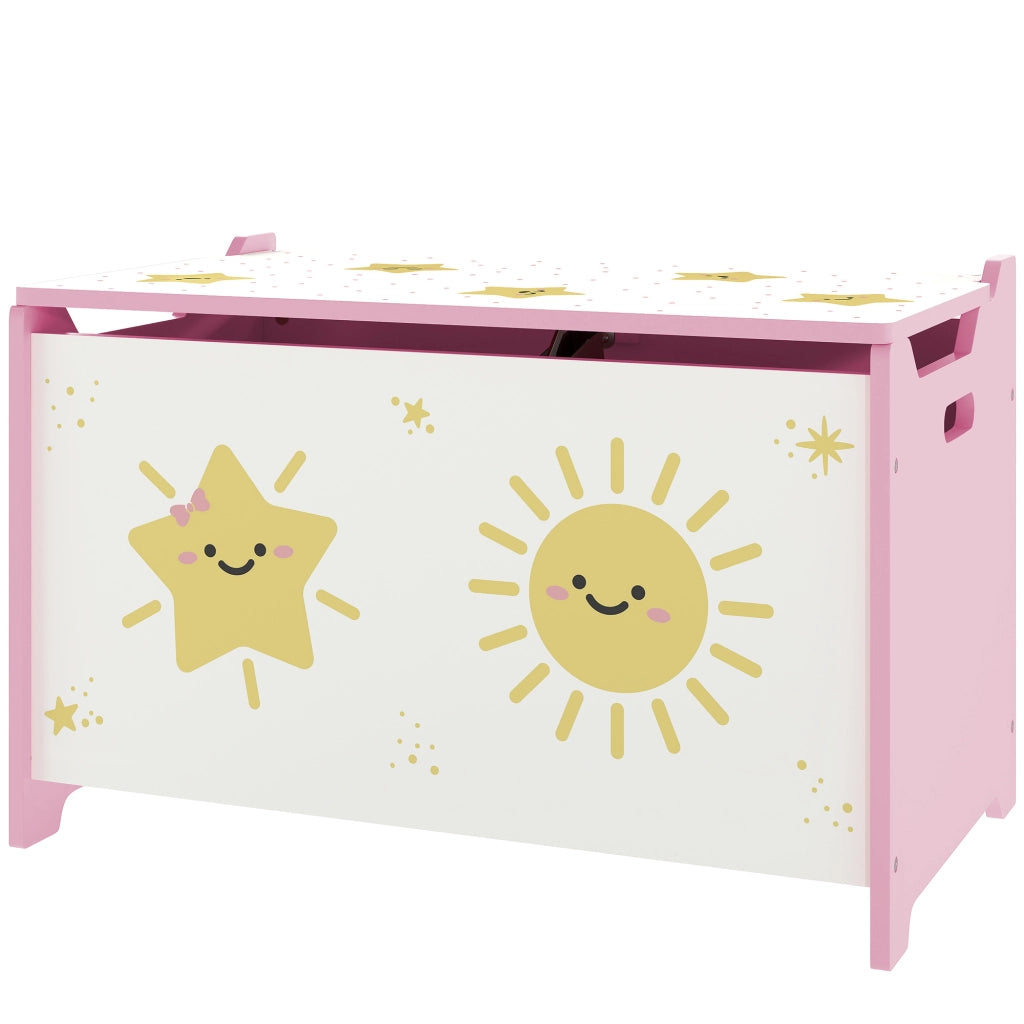 Baule Portagiochi con Coperchio per Bambini per Giocattoli e Vestiti. 60x37x39 cm. Rosa