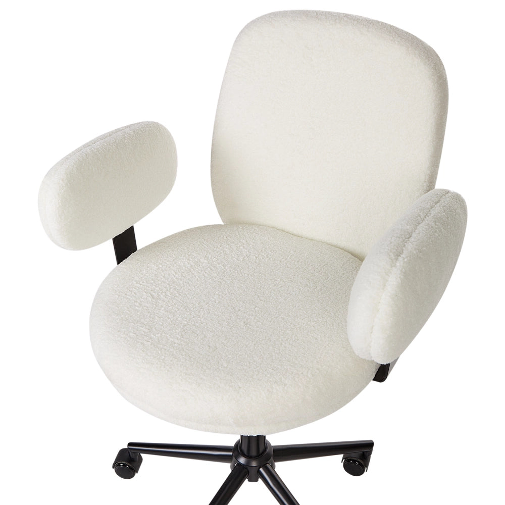 Sedia da scrivania Off White Boucle Base regolabile in altezza Moderna Home Office