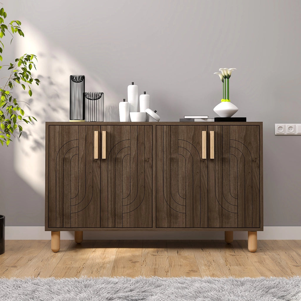 Credenza in legno "Rodney" - 120 x 30 x 74 cm - Marrone