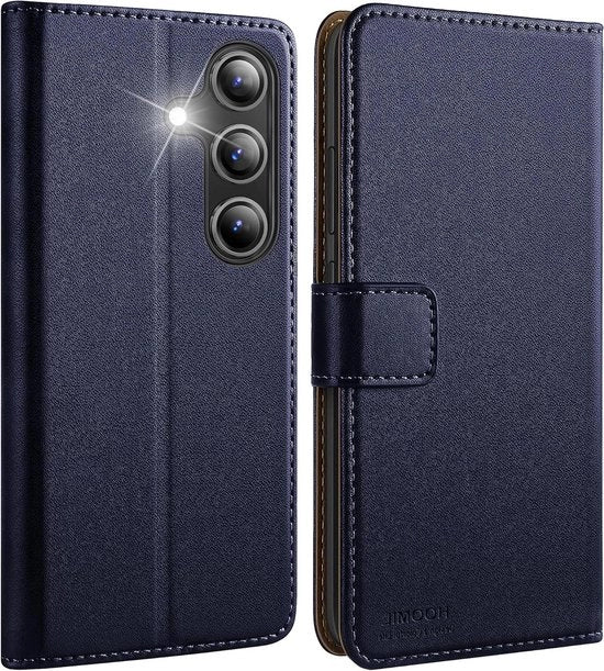 Portamonete in PU-leer per Samsung Galaxy S25+ Plus - blu - chiusura magnetica con contenitore per carte e funzione standard
