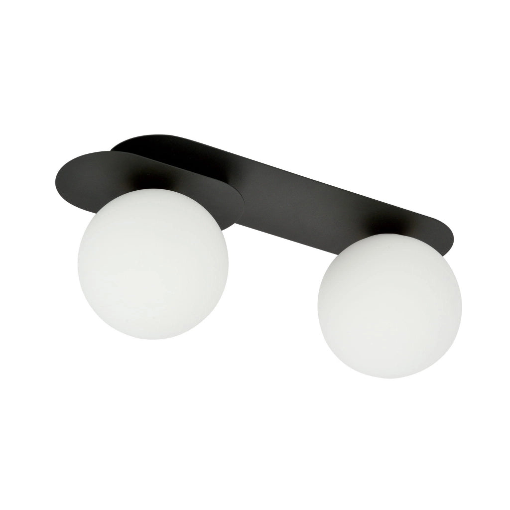Plafoniera Emibig Plaza metallo 2xE14 nero/opal 45 cm