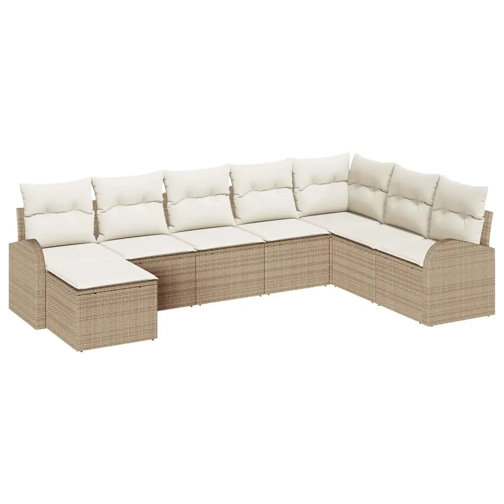 Set Divano da Giardino 8 pcs Beige Rattan in Polipropilene