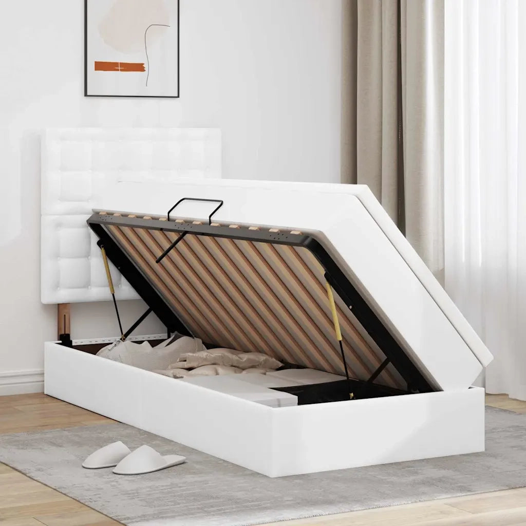 Letto con contenitore e LED con led Bianco Puro 90 x 190 cm