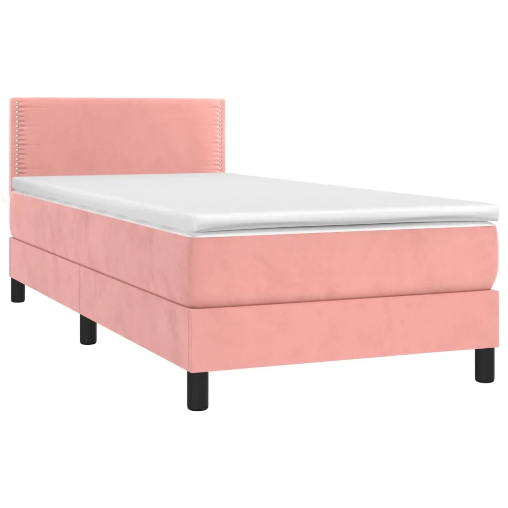 Letto a Molle con Materasso e LED Rosa 100x200 cm in Velluto 3134332