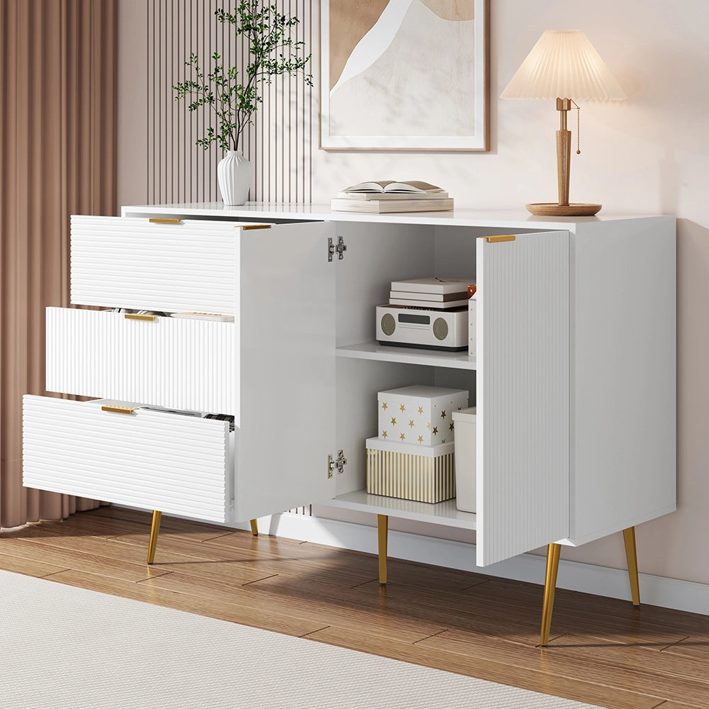 Buffet - Xylo - 140??40??85 cm - Porte e Cassetti con Maniglie Dorate