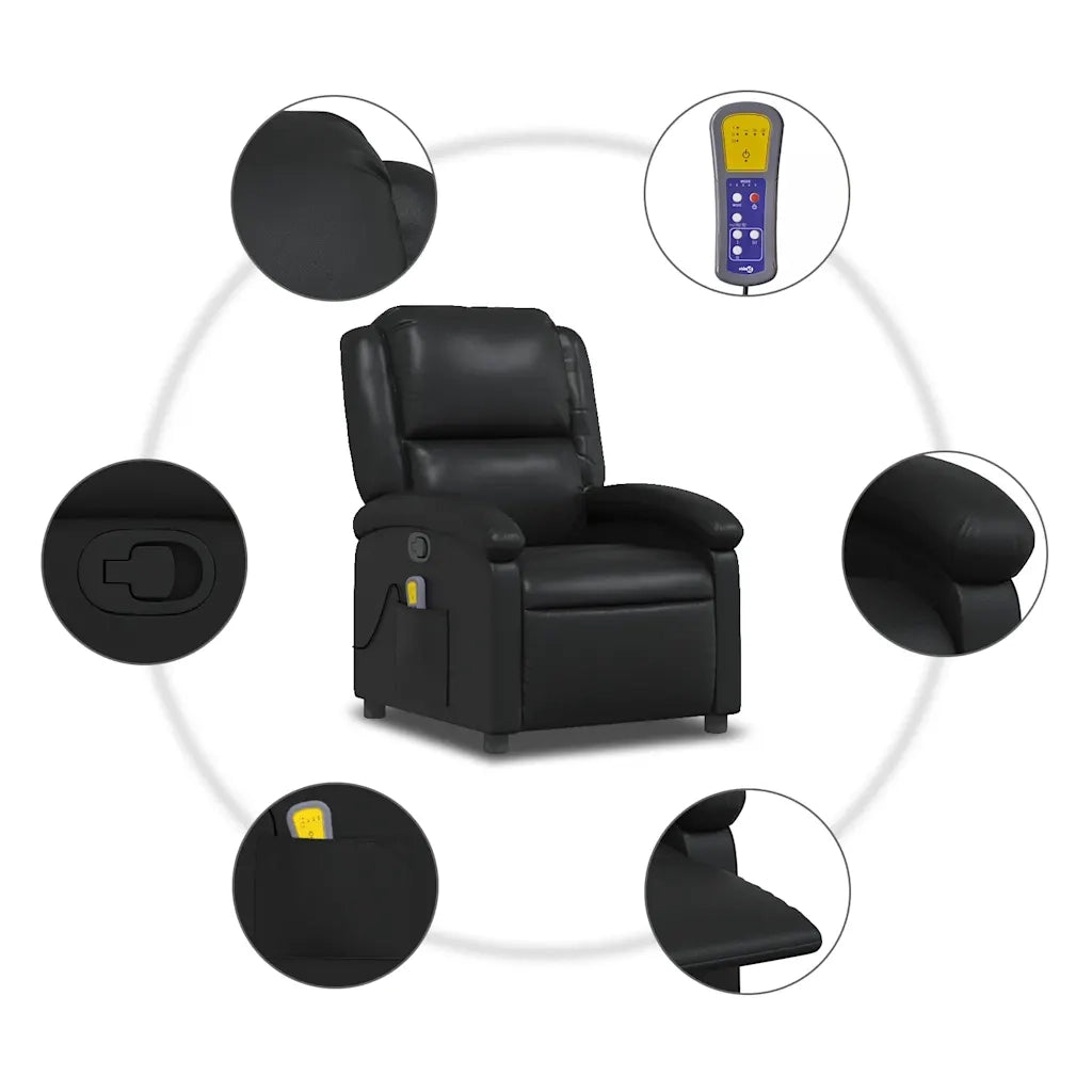 Poltrona Massaggiante | Sedia Relax Reclinabile Nera in Similpelle