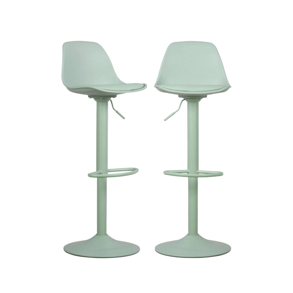 Set 2 sgabelli da bar in similpelle regolabili, verde celadon