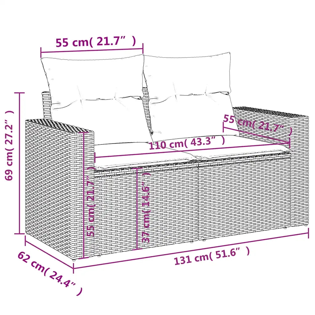 Set Divano Giardino 10 pz con Cuscini Grigio Chiaro Polyrattan 3219442