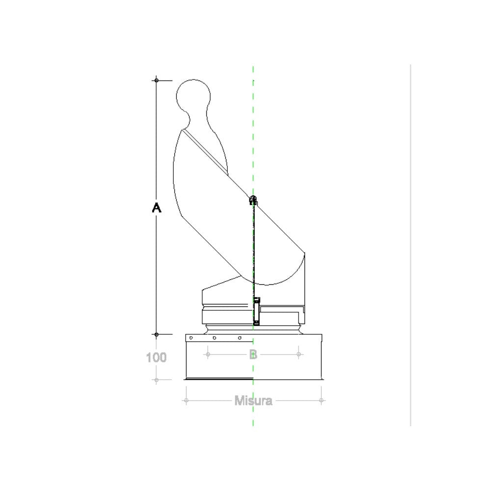 Fumaiolo gallo 50x50cm in acciaio inox base quadra
