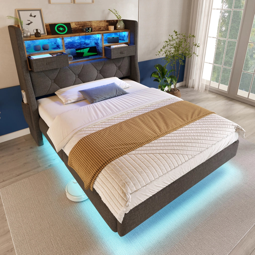 letto imbottito lino grigio 90x200 cm
