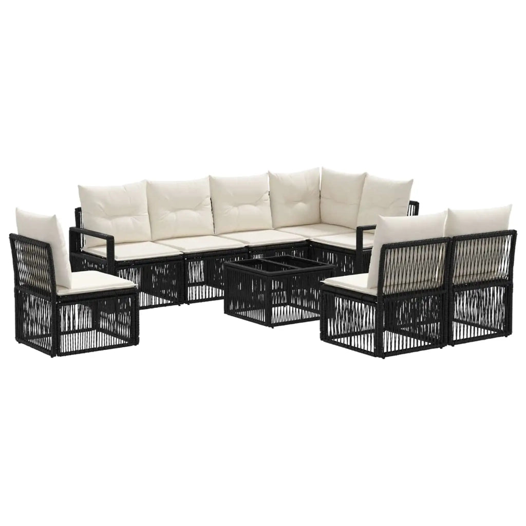 Set Divano da Giardino 9 pcs Nero polyrattan 3435730