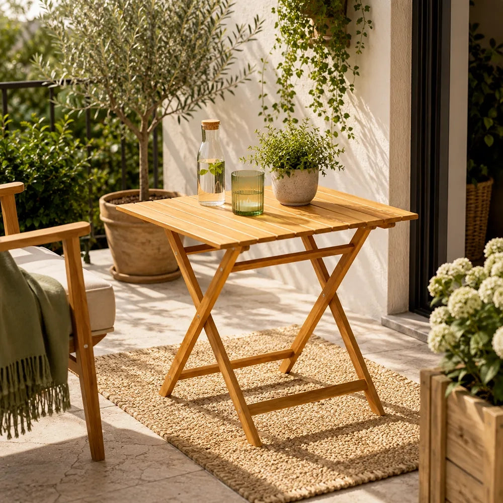 Tavolo Pieghevole 80×80 cm in Teak per Esterno – Burraco
