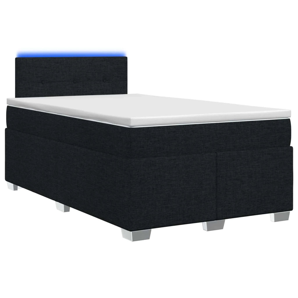 Letto con Box Spring, Materasso e LED Nero 120 x 190 cm Tessuto 3451898