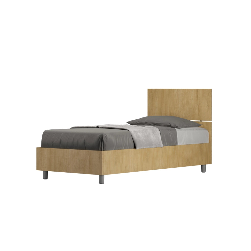 BS COM Letto singolo contenitore 80x200 testata dritta quercia