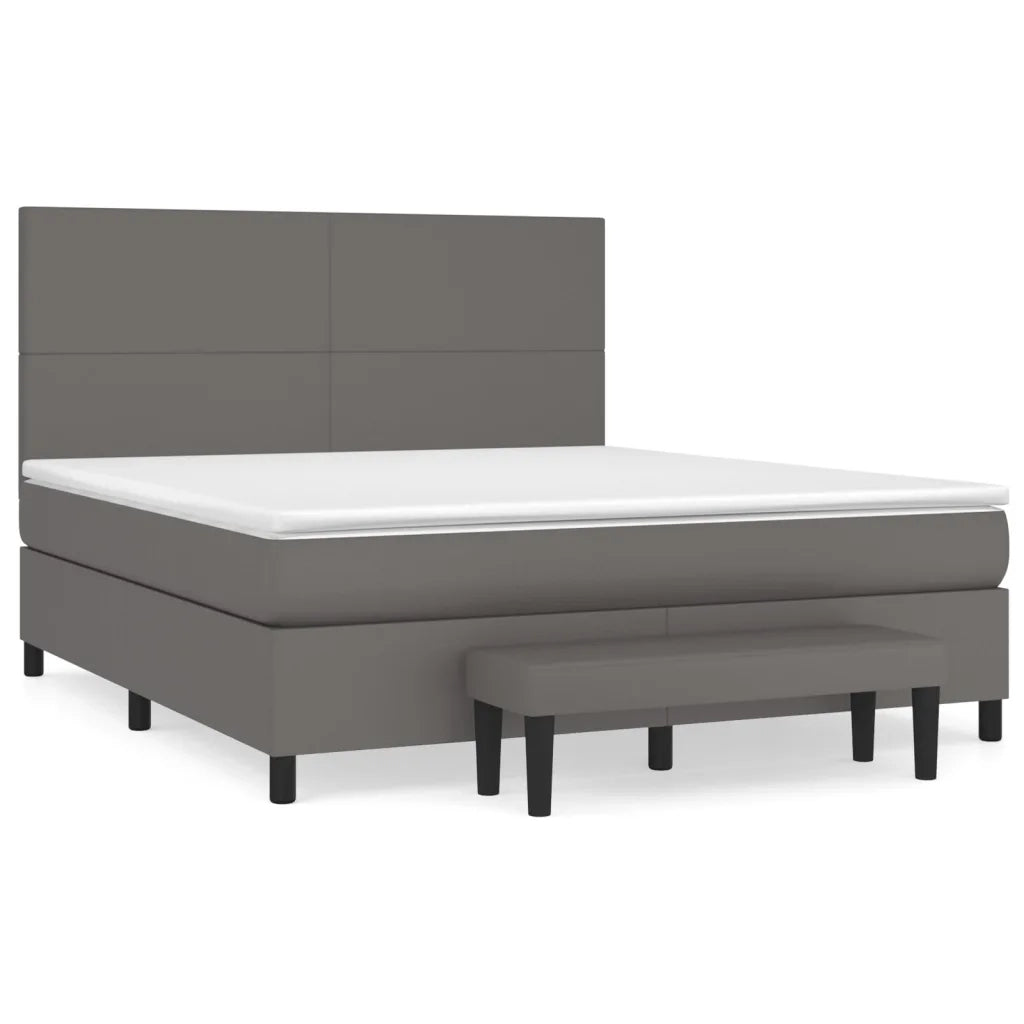 Giroletto a Molle con Materasso Grigio 160x200 cm in Similpelle