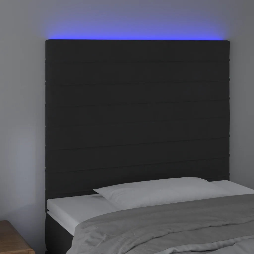 Testiera a LED-Testata con LED Nera 100x5x118/128 cm in Velluto 762811