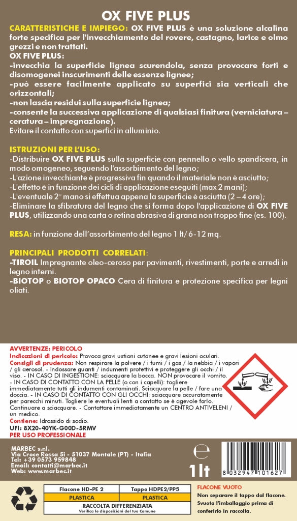Invecchiante forte per legno OX-FIVE PLUS   1LTx6Pz