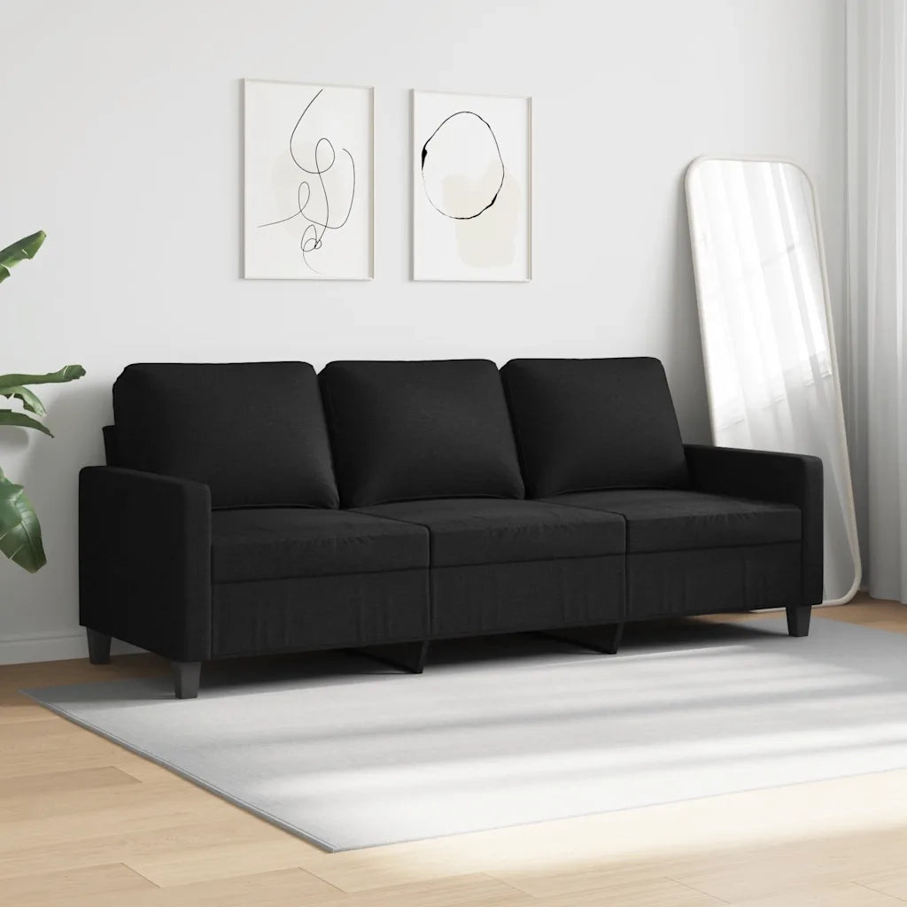 Divano a 3 Posti-Sofa 3 Posti Nero 180 cm in Tessuto 256427