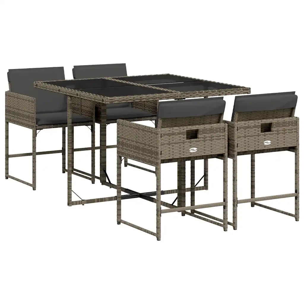 Set da Pranzo da Giardino 5 pz con Cuscini in Polyrattan Grigio 3278023