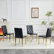 Set di 4 sedie da pranzo nere - Zephmum- Gambe in metallo oro lucido