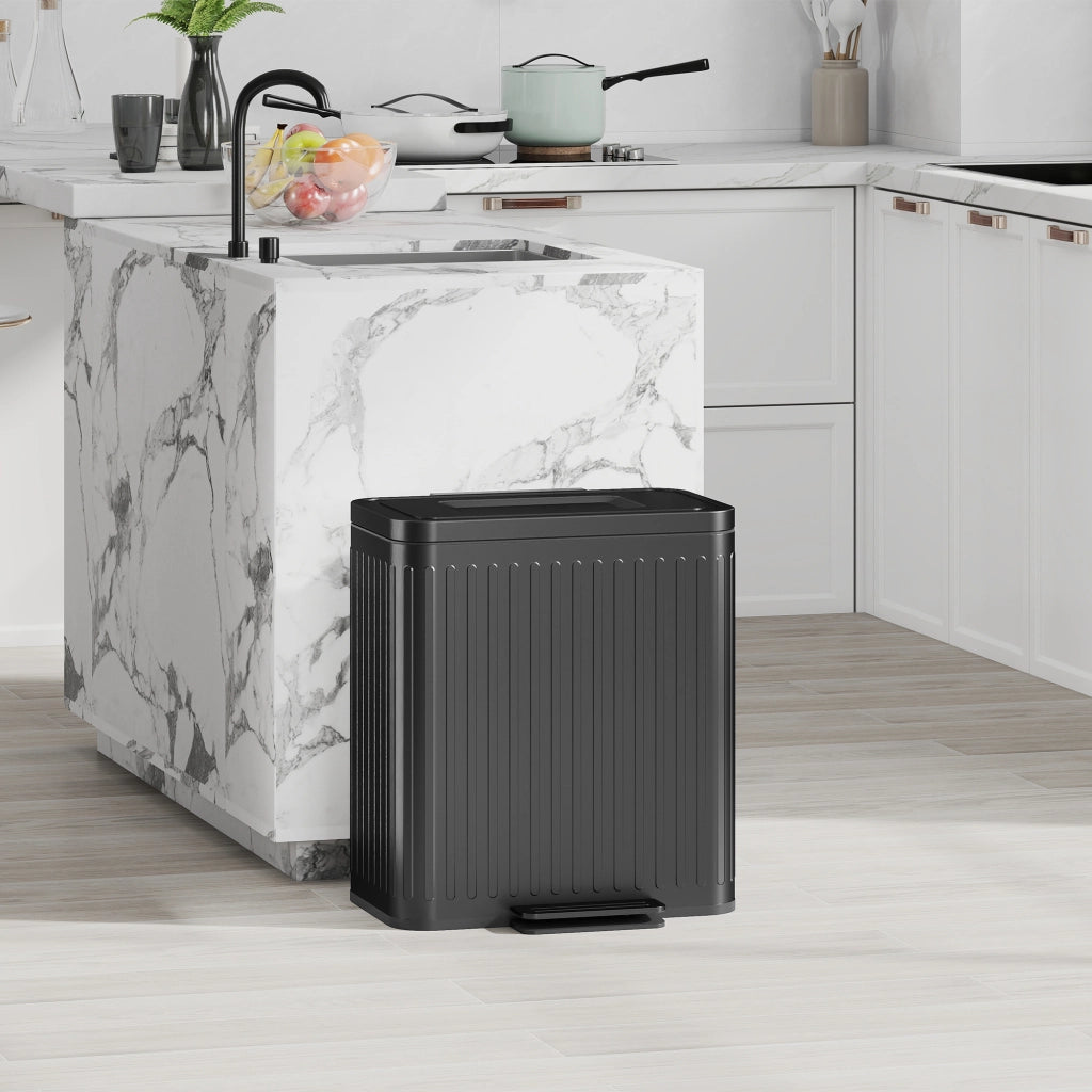 Cestino per la raccolta differenziata ¨C zephmum ¨C Nero, 2x20L, pedale
