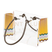 SHOPPER GRANDE CHARLOTTE IN CRISTALLO ACRILICO TRASPARENTE E CON DECORO RAINBOW