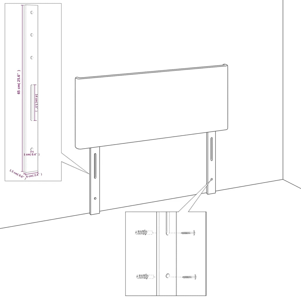 Testiera ad Orecchio-Testata con Orecchie Nera 203x23x78/88 cm in Velluto 547940