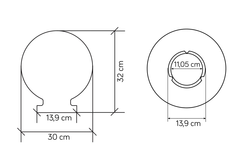 Paralume sfera lattiginosa Ø30 cm SU-MA