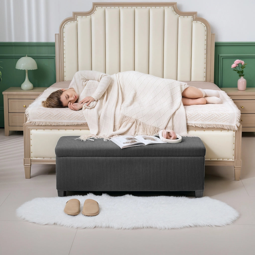 Pouf Contenitore Imbottito ¨C Minimal ¨C Grigio 112x42x40 cm