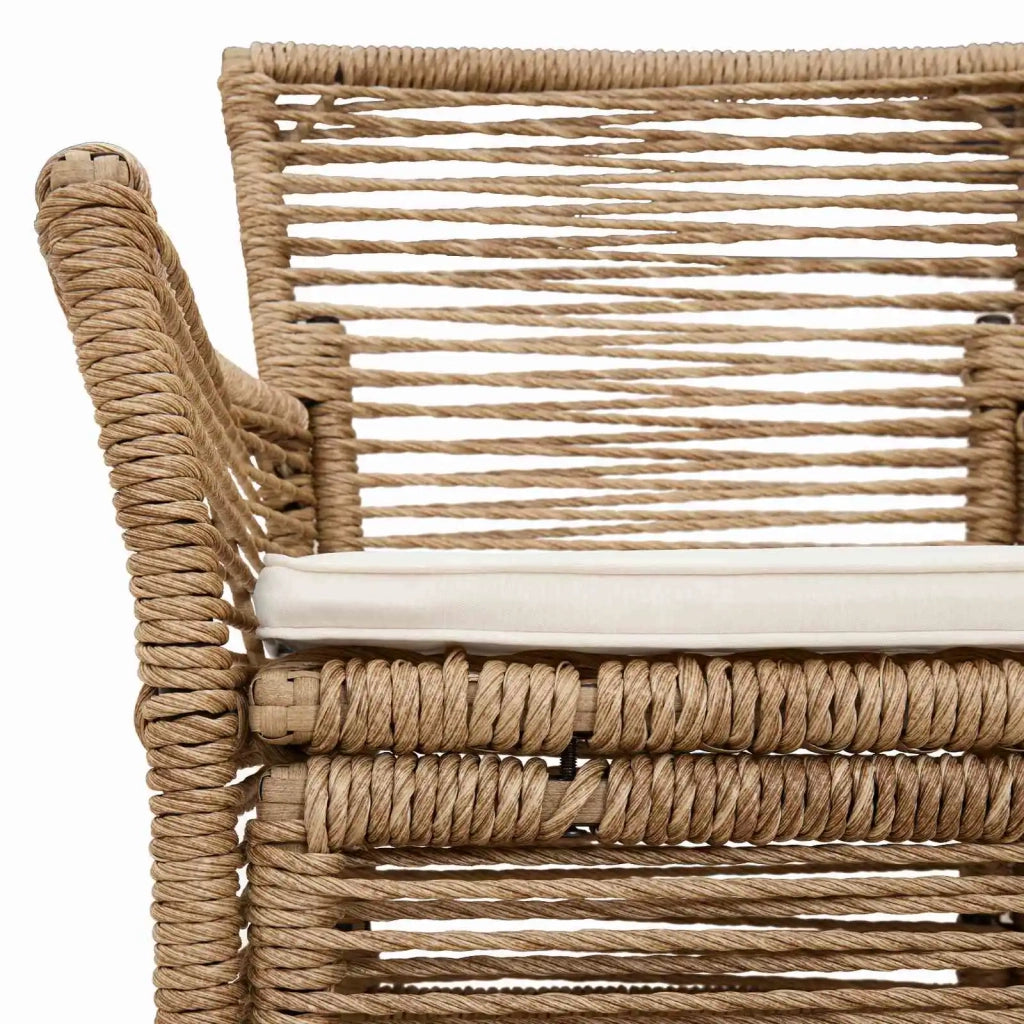 Sedia da giardino con cuscino 4 pz | Sedie da Esterno Beige e Crema polyrattan