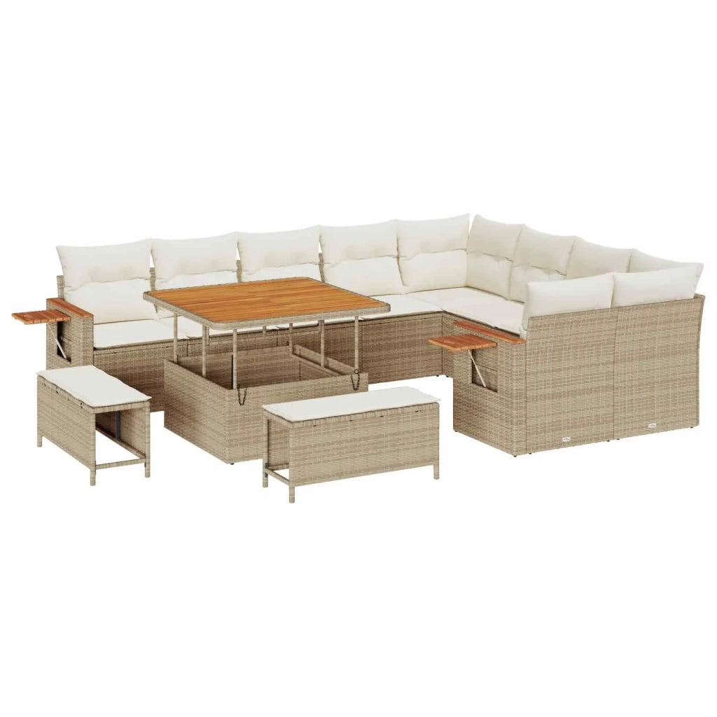 Set Divano da Giardino 12 pcs Beige polyrattan 3363076