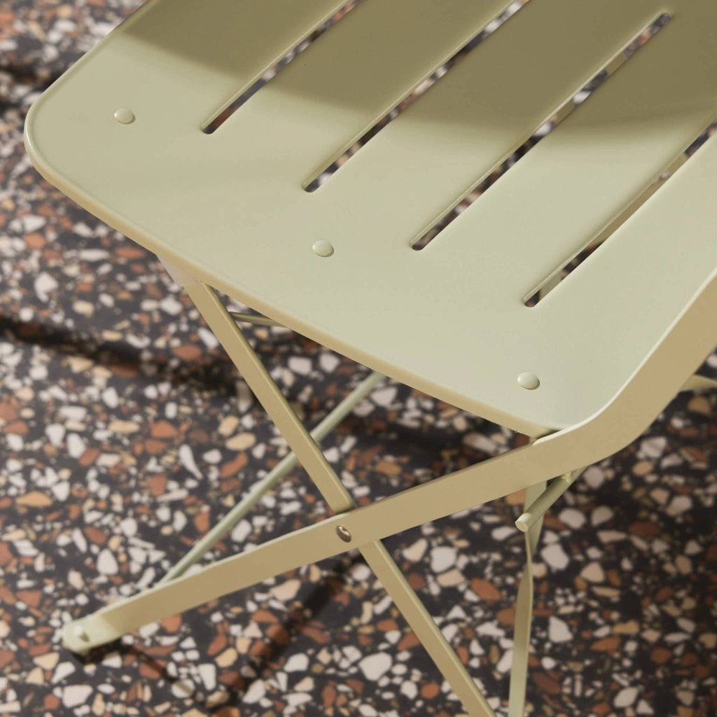 Set tavolo da giardino bistrot pieghevole rotondo in acciaio, 2 sedie,