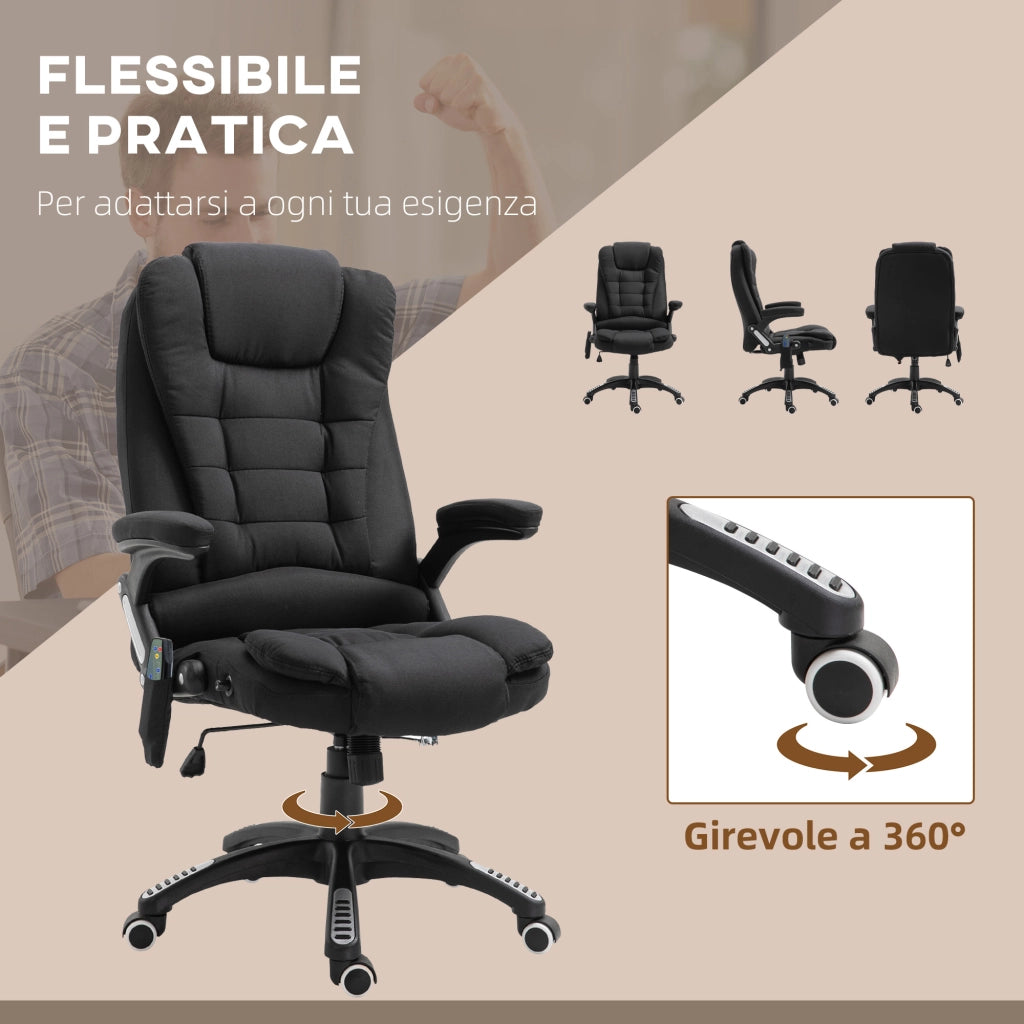 Sedia da Ufficio Massaggiante e Riscaldata con Dondolo ¨C Minimal ¨C Nero