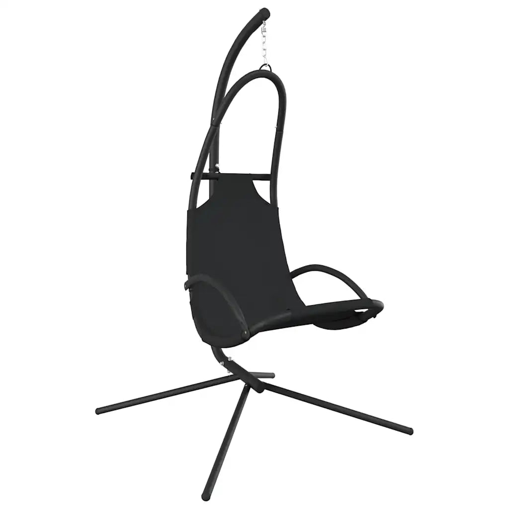 Sedia Dondolo Giardino-Sedia da esterno con Cuscino Nero Tessuto Oxford Acciaio
