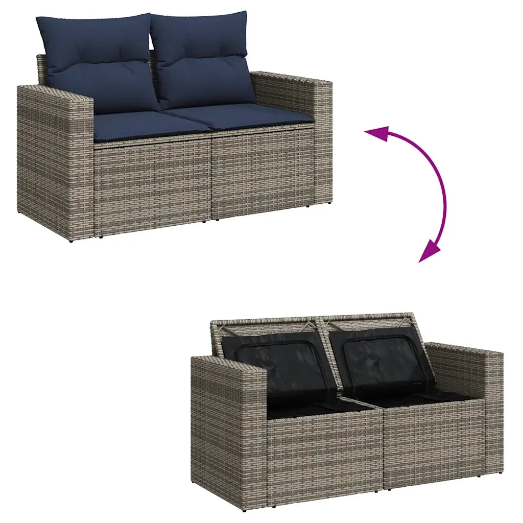 Set Divani da Giardino 5 pz con Cuscini Grigio in Polyrattan 3256334
