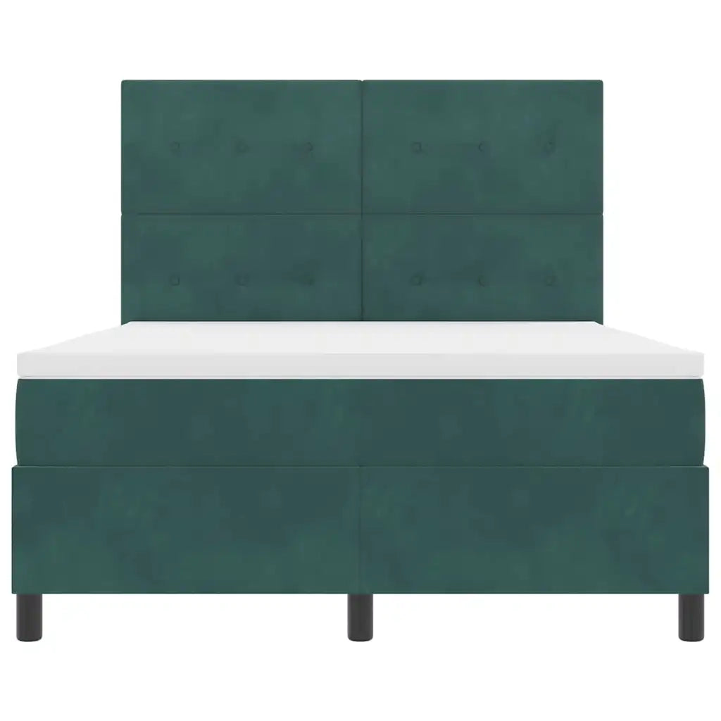 Letto a Sorgente LED Verde Scuro 140 x 200 cm Velluto 3343319
