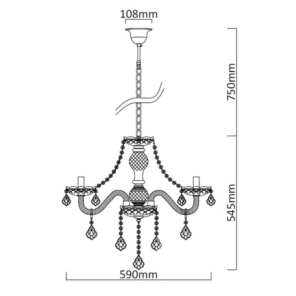 Lampadario Cristallo trasparente/cromo 5xE14 Ø56 Light Prestige