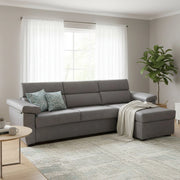 Tolle, Divano Letto con Penisola Sfoderabile Made in Italy, 285x160 cm Grigio