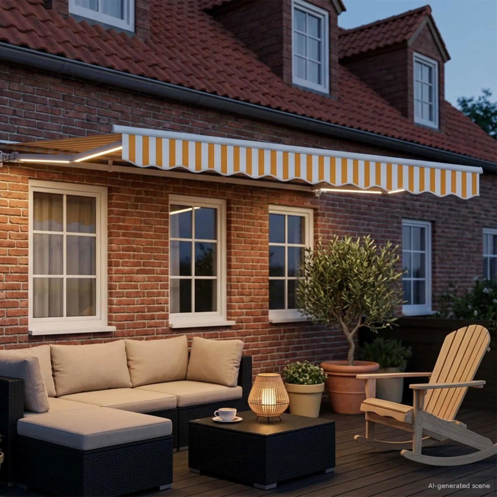 Cornice per Tenda Manuale con LED Giallo e Bianco 3,5 x 2,5 m 3420593