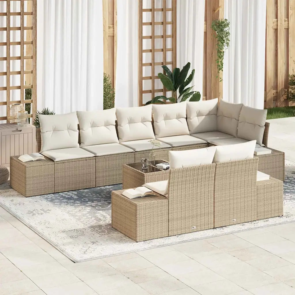 Set Divano da Giardino Beige e Crema Poly Rattan 3355790