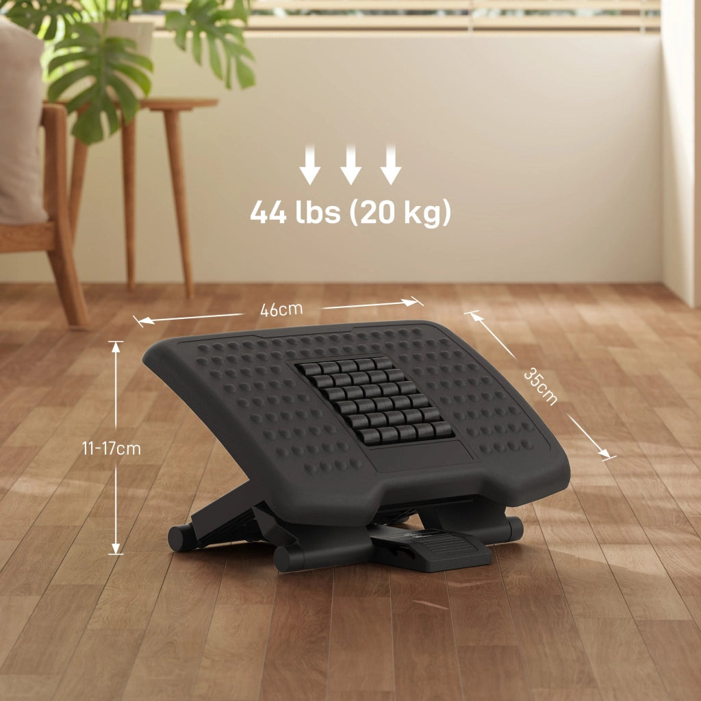 Poggiapiedi per Ufficio Ergonomico con Rulli Massaggianti Regolabile Nero