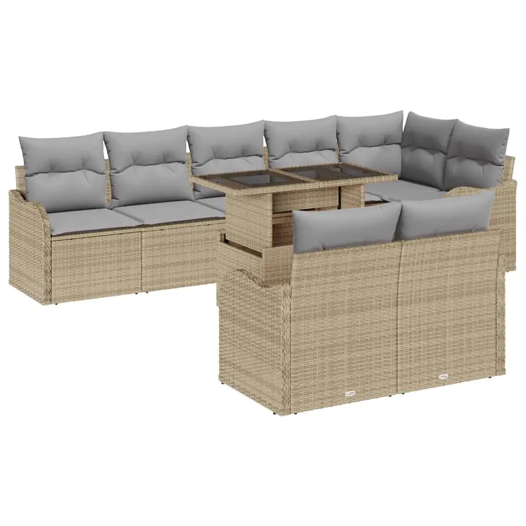 Set Divano da Giardino 9 pcs Beige Rattan in Polipropilene 3357223