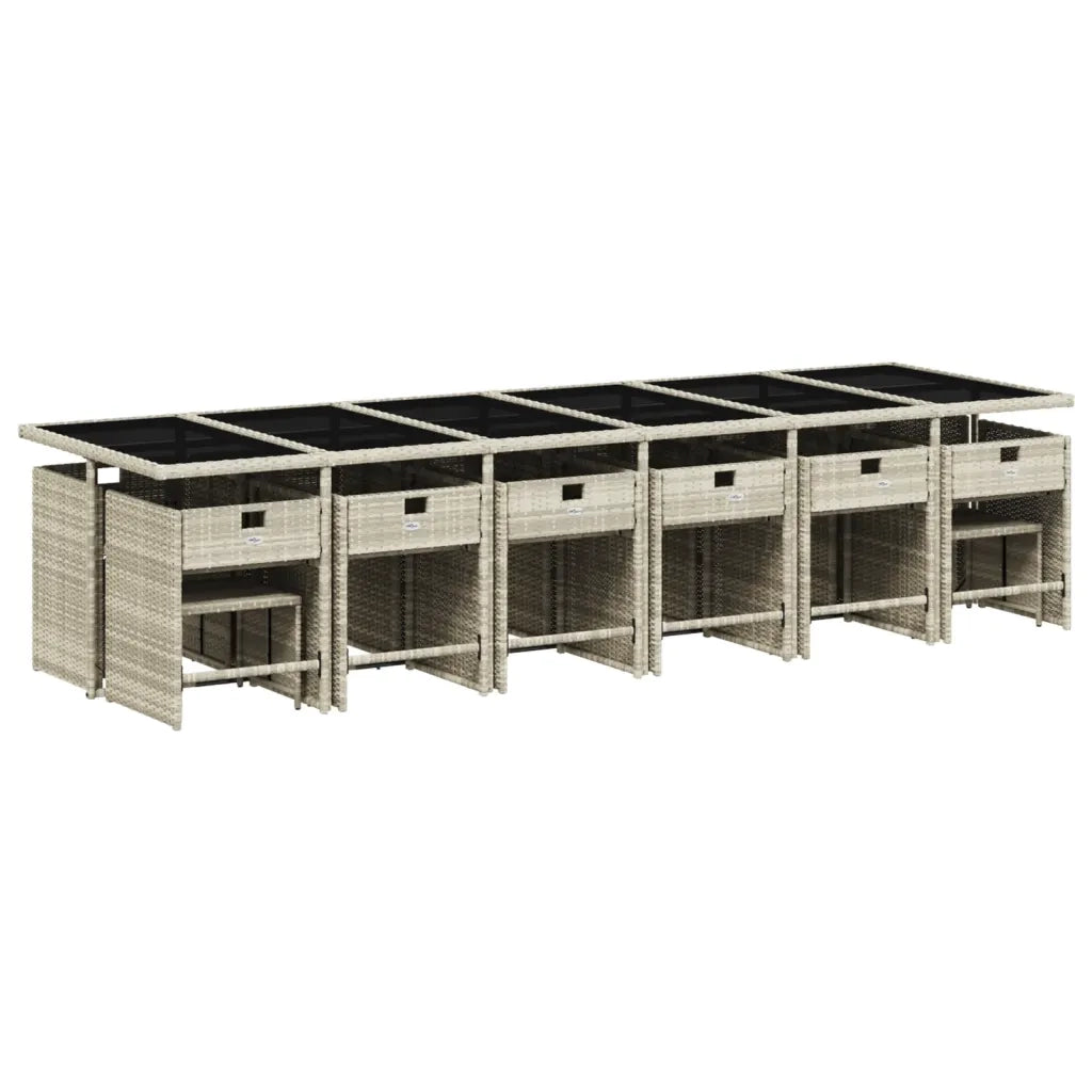 Set da Pranzo da Giardino 17pz con Cuscini Grigio in Polyrattan 3277954