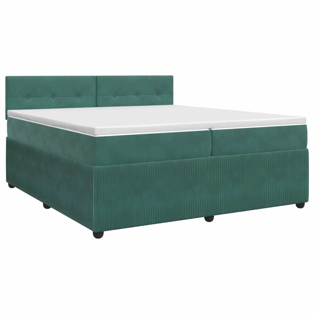 Letto box spring con materasso Verde Scuro 200 x 200 cm Velluto 3451748