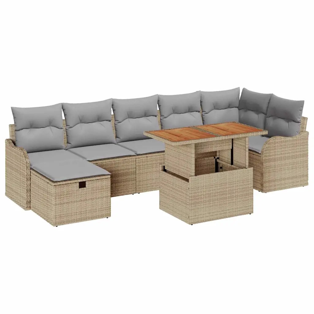Set Divano da Giardino 8 pcs Beige Poly Rattan 3361280