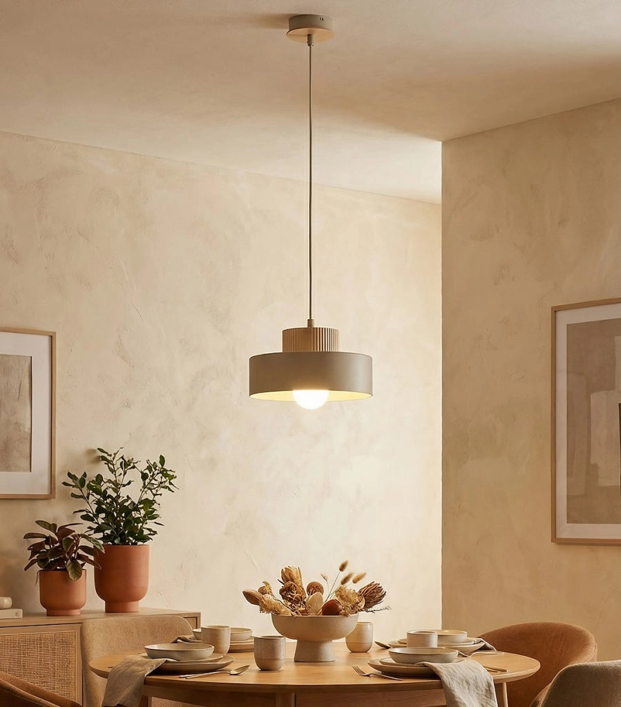 Lampada a sospensione japandi KIVI beige legno 1xE27
