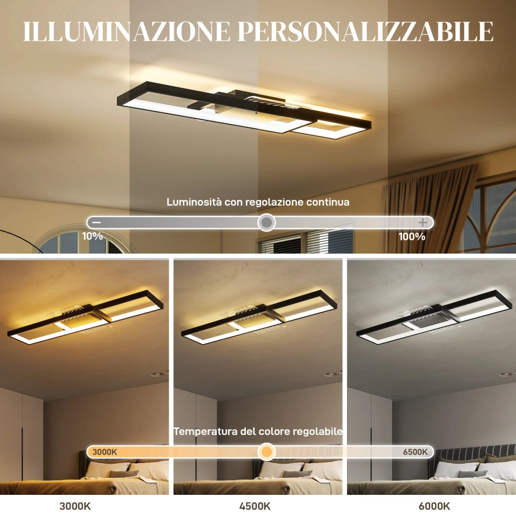 Lampada LED Soffitto Dimmerabile Telecomando ¨C zephmum ¨C Nero 70x30 cm