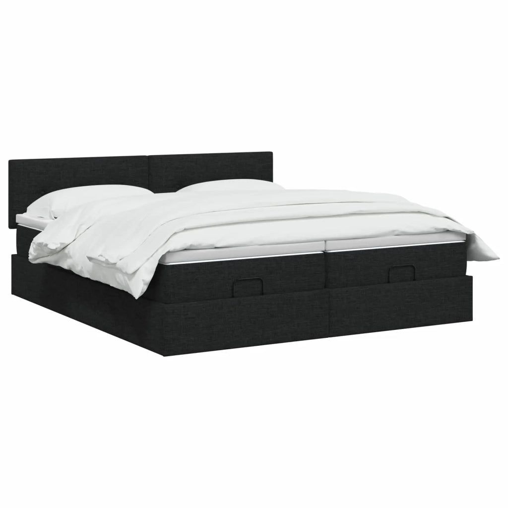 Letto Ottomano con Materasso e LED Nero 160 x 200 cm Tessuto 3457268